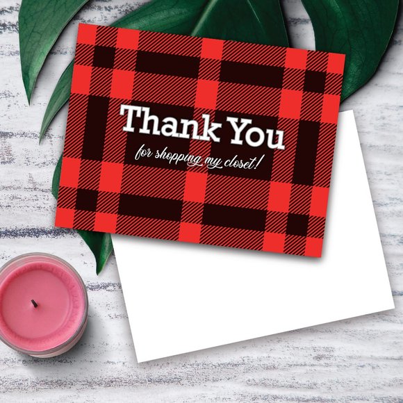 Plaid Thank You Cards - Large (50) - Picture 2 of 4